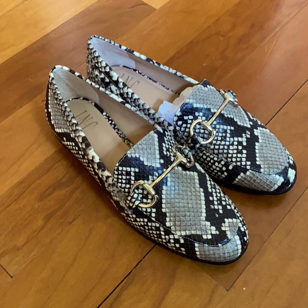 INC loafers snake print women